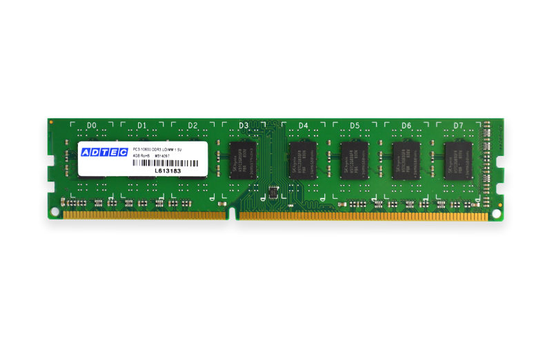 紺×赤 アドテック DDR3 1333/PC3-10600 Unbuffered DIMM 2GB×2枚組